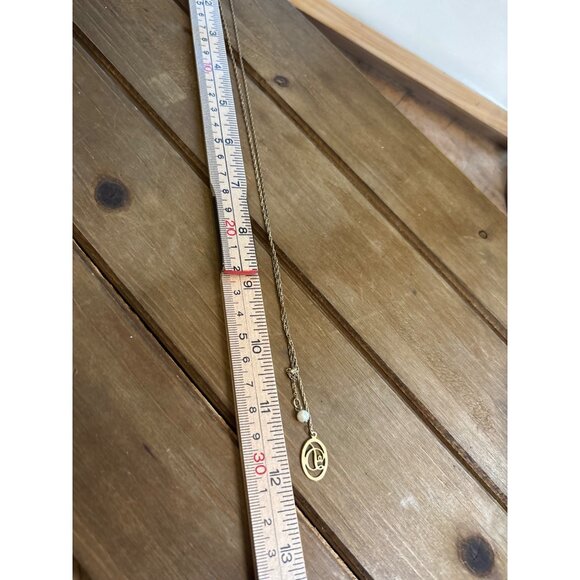 Vintage Avon Gold Pendant Necklace With Initial D & Pearl Charm - Picture 7 of 9